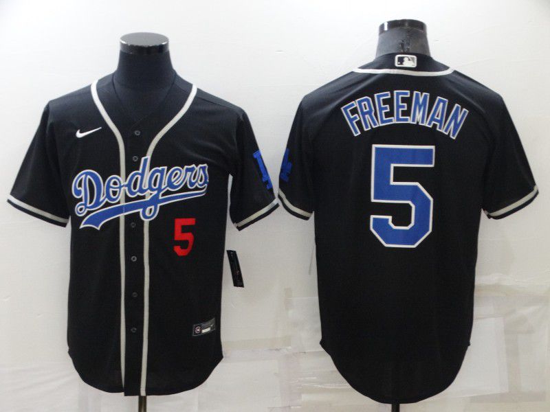 Men Los Angeles Dodgers 5 Freddie Freeman Black Nike Game 2022 MLB Jerseys